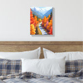 Autumn Road | Fall Foliage Watercolor Nature Canvas Afdruk (Insitu (Slaapkamer))