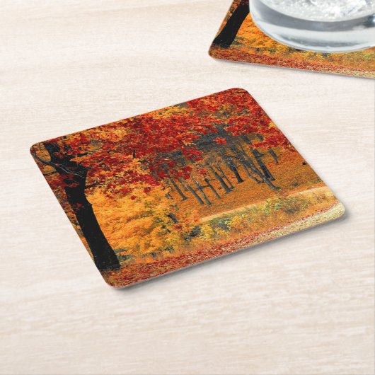 Autumn Road Kartonnen Onderzetters (Schuin)