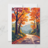 Autumn Road | Watercolor Fall Foliage Leaves Card (Voorkant)