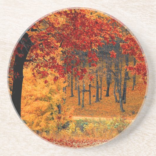 Autumn Road Zandsteen Onderzetter (Voorkant)