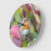 Autumn Robin Clock met rode bladeren in de herfst Grote Klok (Hoek)