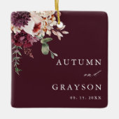 Autumn Romance Elegant Burgundy Wedding Photo      Keramisch Ornament (Voorkant)