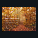 Autumn Romantic Forest Path Wedding Invitation Kaart<br><div class="desc">Een mooie huwelijksuitnodiging met een originele foto van een mooi geel herfstbos. Een pad in dit bos met prachtig optimistisch herfstgeel licht en bomen aan beide zijden vertegenwoordigt een vrolijk pad dat nu samen zal worden bewandeld.</div>