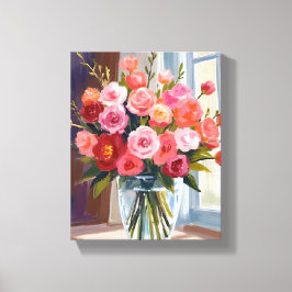 Autumn Rose Bouquet Floral Fall Canvas Afdruk