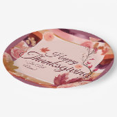 Autumn Rose Happy Thanksgiving Paper Napkin Papieren Bordje (Gekanteld)