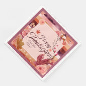 Autumn Rose Happy Thanksgiving Paper Napkin Servet (Hoek)