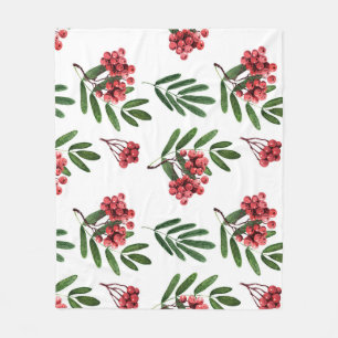 Autumn Rowan, heldere Waterverf achtergrond. Fleece Deken