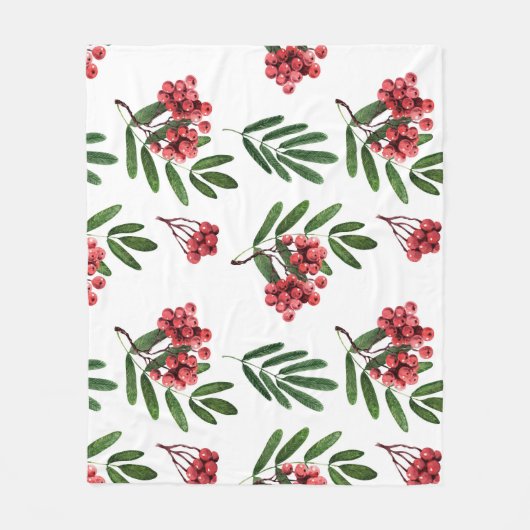 Autumn Rowan, heldere Waterverf achtergrond. Fleece Deken (Voorkant)