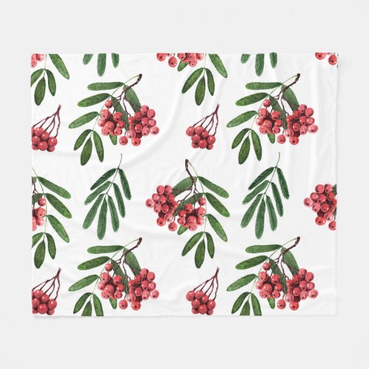 Autumn Rowan, heldere Waterverf achtergrond. Fleece Deken (Voorkant (Horizontaal))