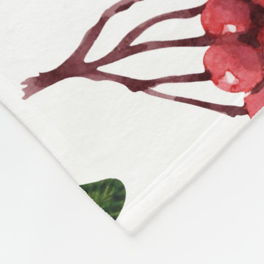 Autumn Rowan, heldere Waterverf achtergrond. Fleece Deken (Hoek)