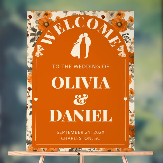 Autumn Rust Entry Sign with Leaves Acryl Bord (Neutraal)