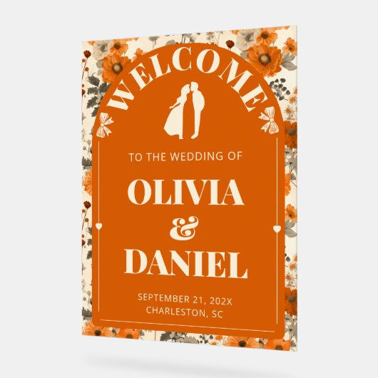 Autumn Rust Entry Sign with Leaves Acryl Bord (Hoek)