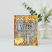 Autumn Rust Lights Pumpkin Peony Engagement Party Kaart (Staand voorkant)