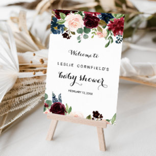 Autumn Rustic Burgundy Baby shower Welkom Poster