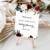 Autumn Rustic Burgundy Baby shower Welkom Poster