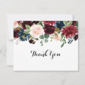 Autumn Rustic Burgundy Calligraphy Flat Wedding Bedankkaart (Voorkant)