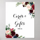 Autumn Rustic Burgundy Kaarten en Gifts Sign Poster (Voorkant)