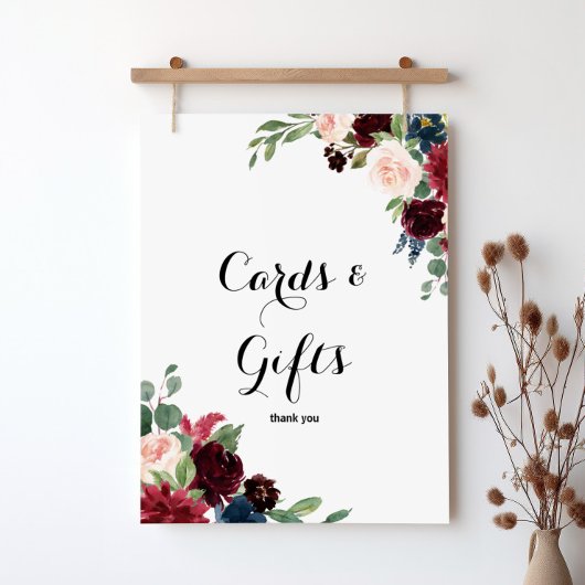 Autumn Rustic Burgundy Kaarten en Gifts Sign Poster