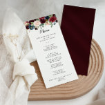 Autumn Rustic Burgundy Modern Calligraphy Dinner Menu<br><div class="desc">Deze herfst is een roemrijke moderne kalligrafietenmenukaart perfect voor een eenvoudige bruiloft. Het ontwerp is voorzien van bruine,  rode,  marineuze,  blauwe en blauwe radiant en gracieuze handbeschilderde bloemen,  die de natuurlijke schoonheid inspireren. Dit menu kan worden gebruikt voor een trouwreceptie,  een repetitief diner,  een vrijgezellenfeest of een evenement.</div>