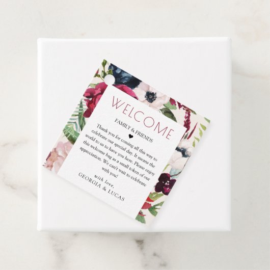 Autumn Rustic Burgundy Navy Modern Weddenschap Wel Bedankjes Labels (In situ)