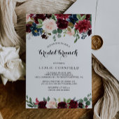 Autumn Rustic Dazzling Burgundy Bridal Brunch Kaart