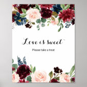 Autumn Rustic Dazzling Burgundy Love is Sweet Poster (Voorkant)