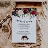 Autumn Rustic Dazzling Burgundy Wedding Brunch Kaart