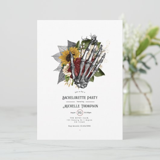 Autumn Rustic Floral Gothic Bachelorette Kaart (Staand voorkant)