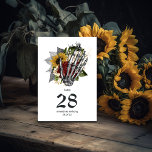 Autumn Rustic Floral Gothic Wedding Kaart<br><div class="desc">najaar-herfst florale gothic skelet hand trouwtafel nummerkaart die aanpasbaar is aan de specificaties van uw evenement.</div>