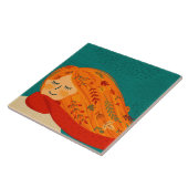 Autumn Rustic Girl Leaves en Rain Tegeltje (Zijkant)