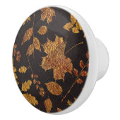 Autumn Rustic Golden Leaves Elegant Herfst Keramische Knop (Rechts)