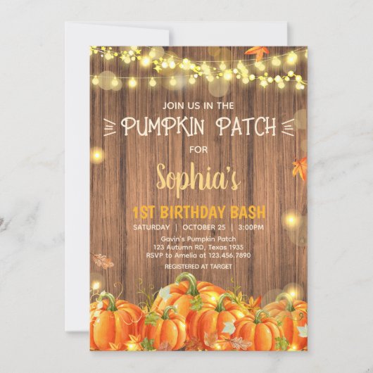 Autumn Rustic Pumpkin Patch Birthday Kaart (Voorkant)