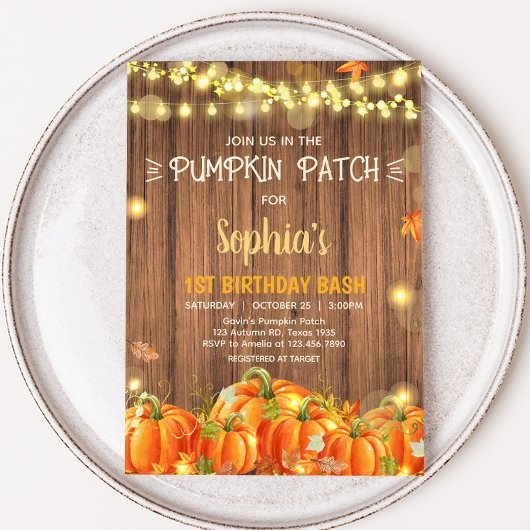 Autumn Rustic Pumpkin Patch Birthday Kaart