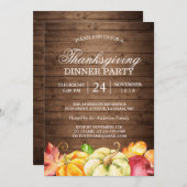 Autumn Rustic Wood | Thanksgiving in de binnenpart Kaart (Voorkant / Achterkant)