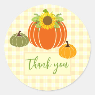 Autumn Rustic Yellow Pumpkin Sunflower Hartelijk d Ronde Sticker