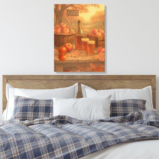 Autumn’s Pour - Rustic Cider Tasting Canvas Afdruk (Insitu (Slaapkamer))