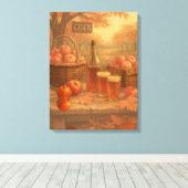 Autumn’s Pour - Rustic Cider Tasting Canvas Afdruk (Insitu (Houten vloer))