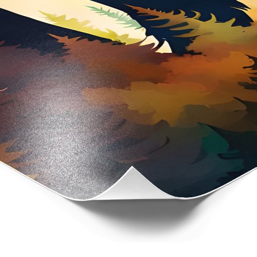 Autumn Sasquatch kleurrijk landschap Foto Afdruk (Hoek)