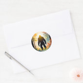 Autumn Sasquatch kleurrijk landschap Ronde Sticker (Envelop)