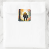 Autumn Sasquatch kleurrijk landschap Vierkante Sticker (Tas)