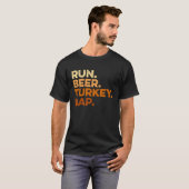 Autumn Sayings Thanksgiving Trot Run Beer Turkey T-shirt (Voorkant volledig)