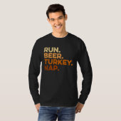 Autumn Sayings Thanksgiving Trot Run Beer Turkey T-shirt (Voorkant volledig)