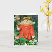 Autumn Scarecrow Doll and Floral Pet Note Kaart (Gele Bloem)