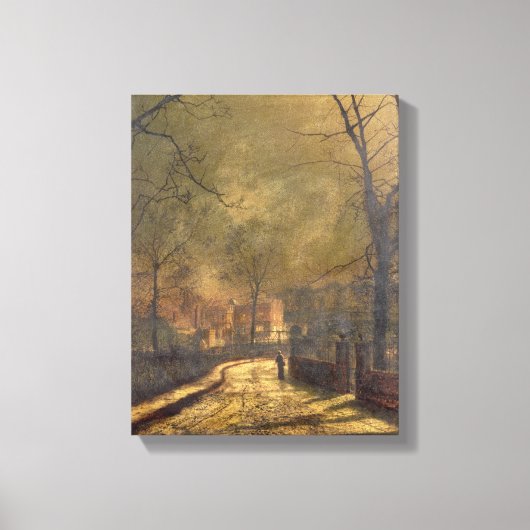 Autumn Scene, Leeds, 1874 (olie aan boord) Canvas Afdruk (Voorkant)