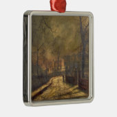 Autumn Scene, Leeds, 1874 (olie aan boord) Metalen Ornament (Rechts)