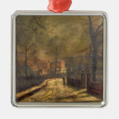Autumn Scene, Leeds, 1874 (olie aan boord) Metalen Ornament (Voorkant)