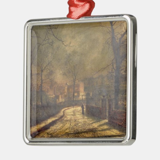 Autumn Scene, Leeds, 1874 (olie aan boord) Metalen Ornament (Links)