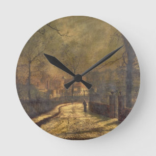 Autumn Scene, Leeds, 1874 (olie aan boord) Ronde Klok