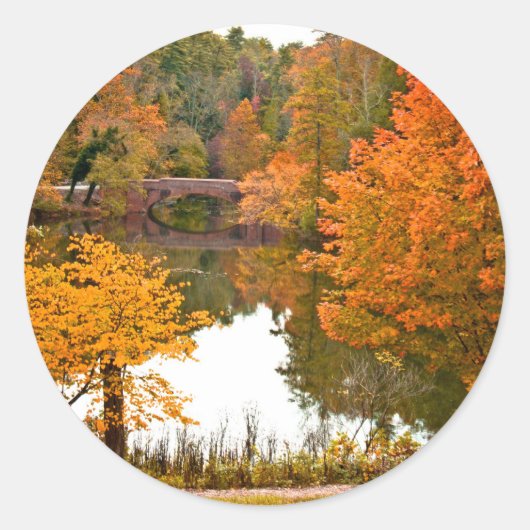 Autumn Scene Ronde Sticker (Voorkant)