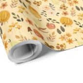 Autumn Seamless Pattern Pumpkin & Fall Leaves Cadeaupapier (Rol Hoek)